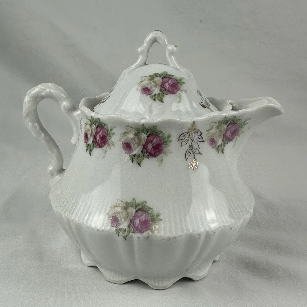 CT Altwasser Teapot Rose & Gold Pattern Germany Floral circa 1900 Cottagecore
